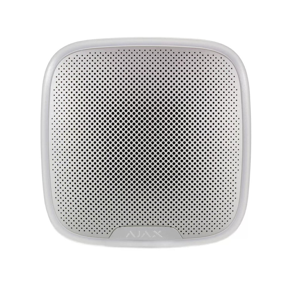Sirena exterior AJAX StreetSiren blanca vista frontal