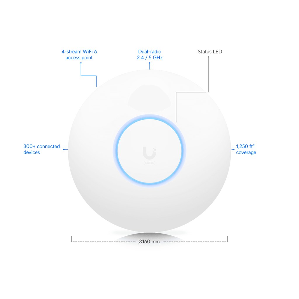 Ubiquiti UniFi U6 Lite — Access Point WiFi 6 interior doble banda PoE