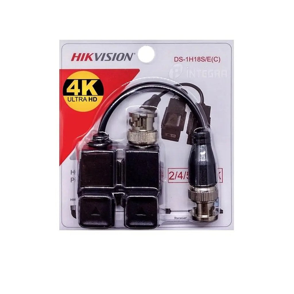 Hikvision DS-1H18S/E(C) — Set balun pasivo de video 4K HD-TVI/AHD/CVI
