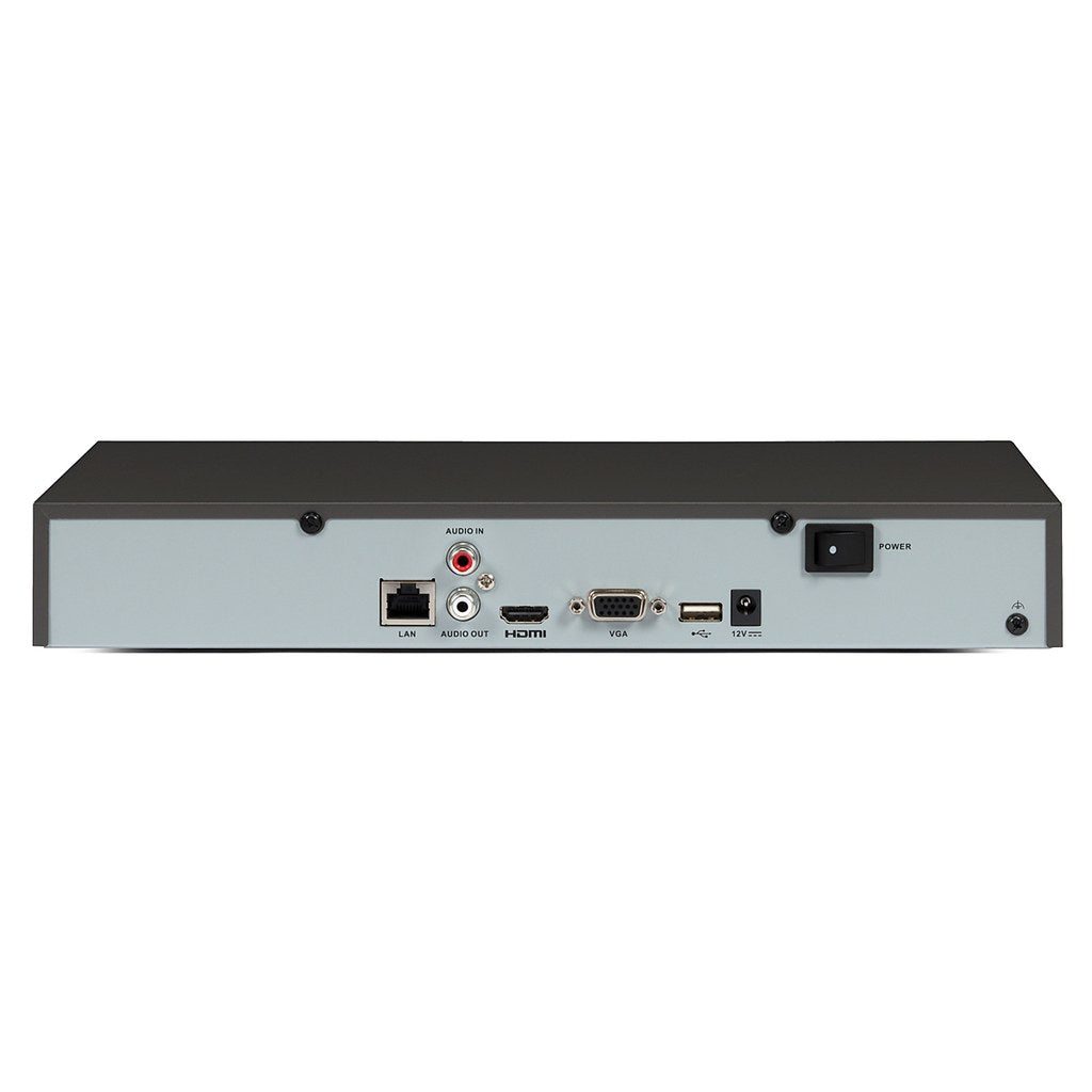 NVR Hikvision DS-7608NI-K1 vista trasera con conexiones