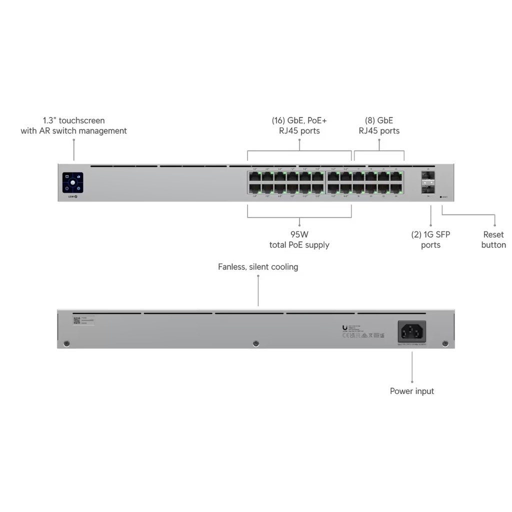 Switch Ubiquiti USW-24-PoE vista frontal