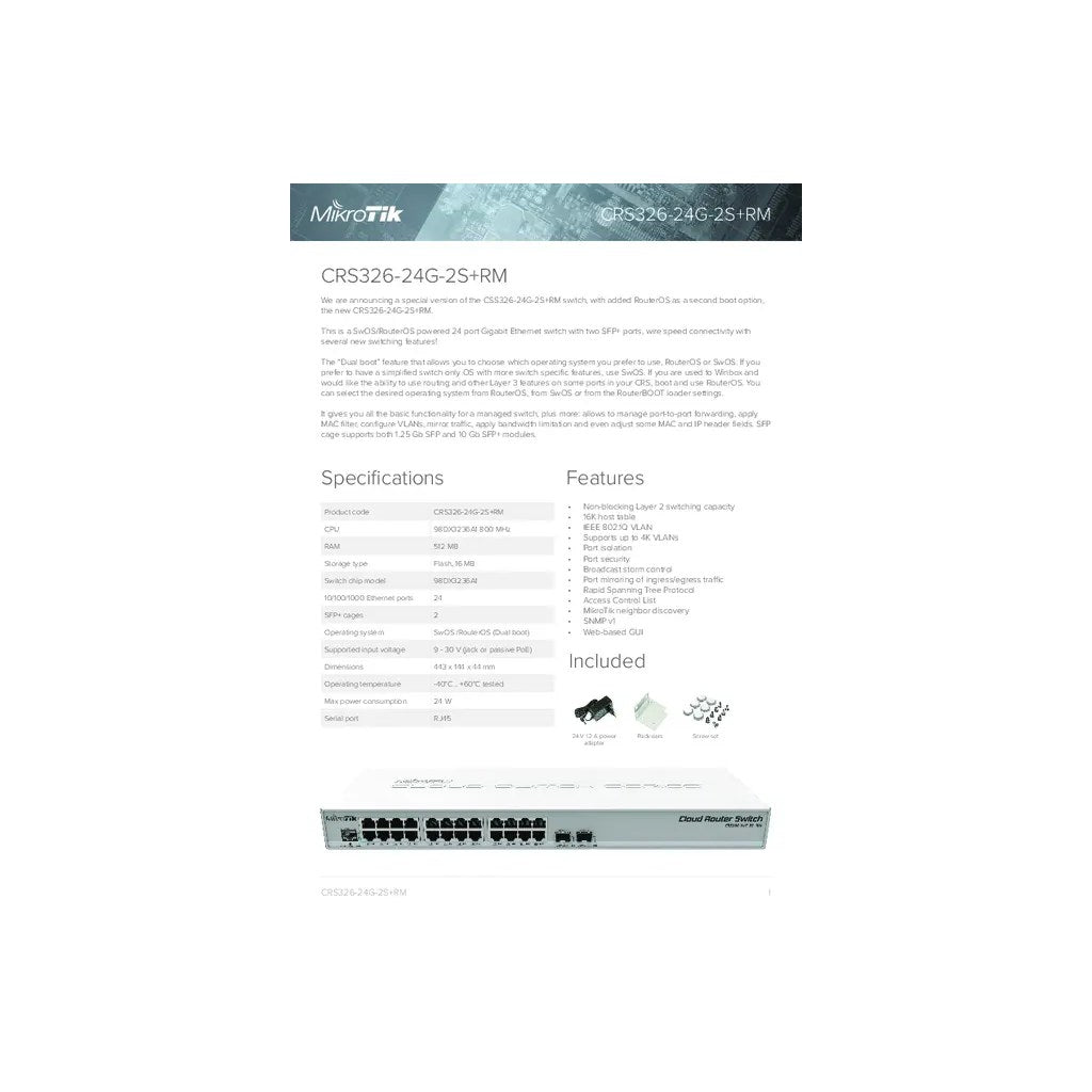 Switch MikroTik CRS326 vista oficial alternativa