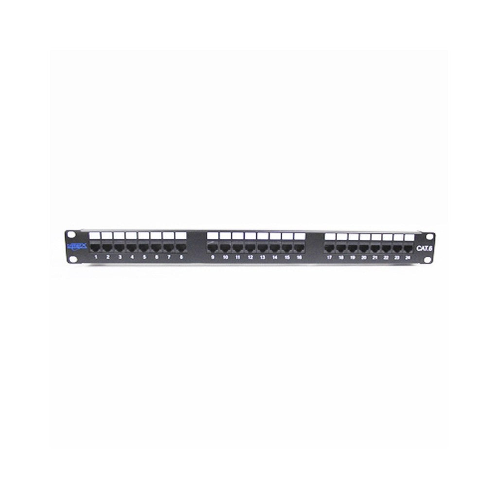 Trimerx TX Patch Panel 24 puertos CAT6 — rack 19" 1U, T568A/T568B