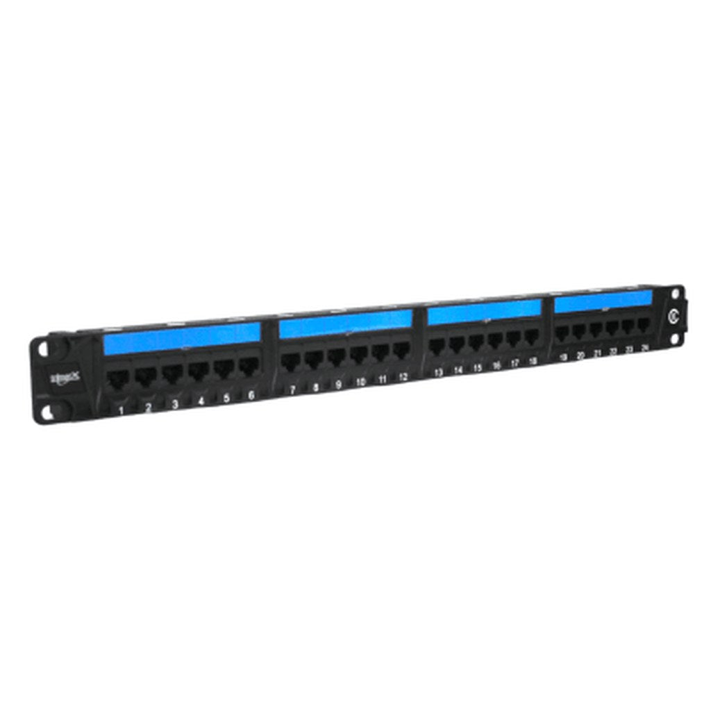 Trimerx TX Patch Panel 24 puertos CAT6 — rack 19" 1U, T568A/T568B