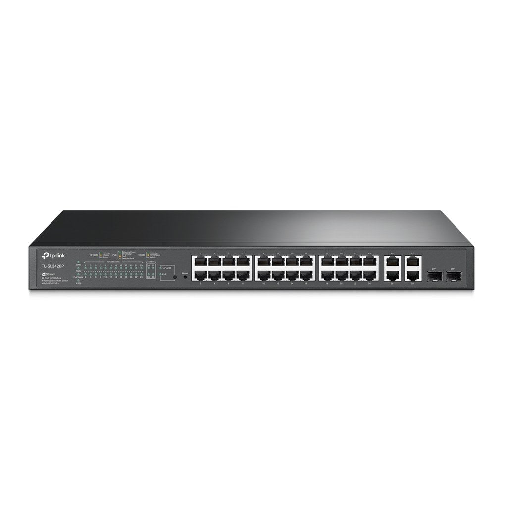TP-Link TL-SL2428P — Switch PoE+ gestionado 24 puertos 10/100 + 4 Gigabit, 250W Omada SDN